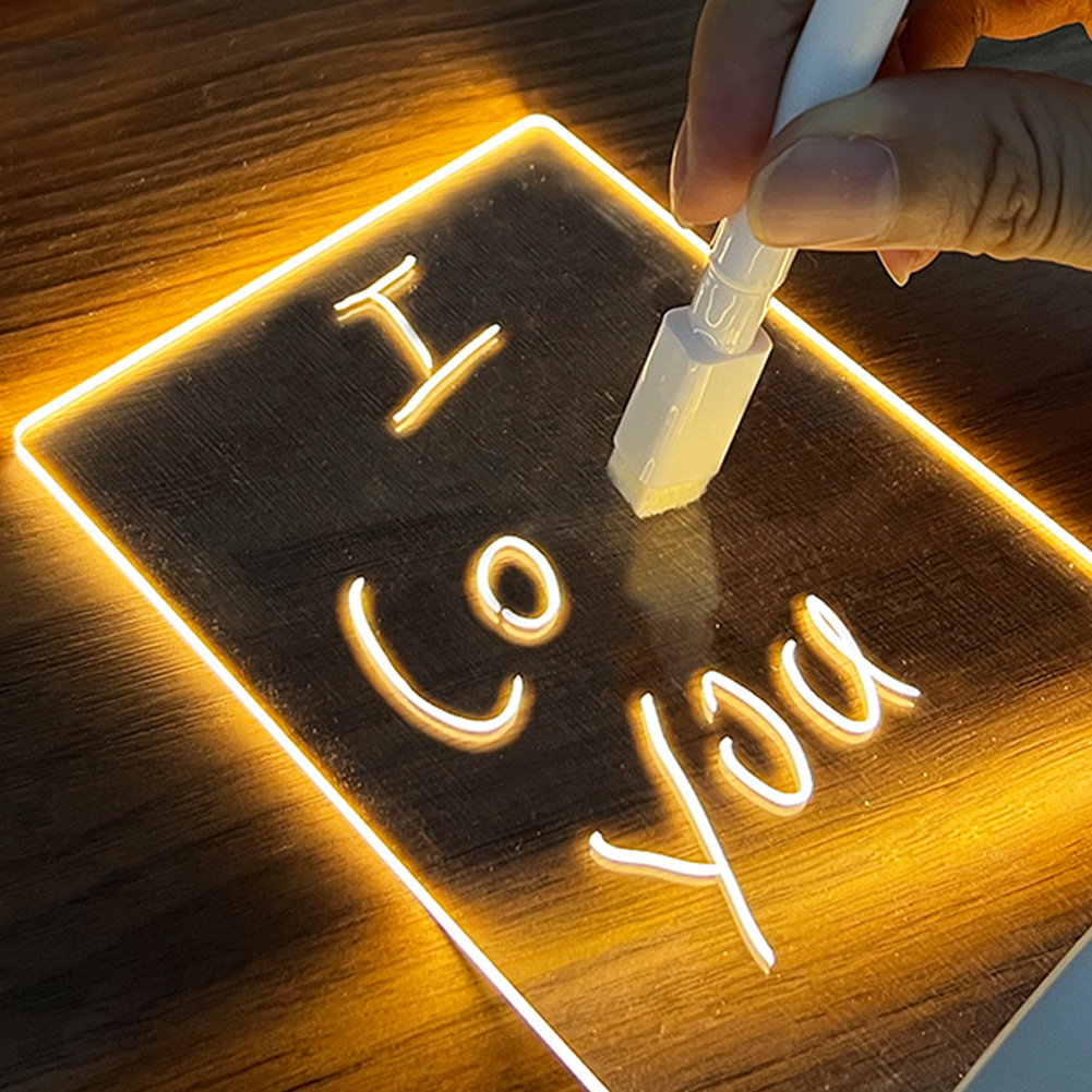 Write your message on the acrylic panel.